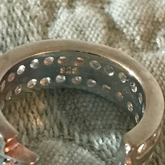 New Silver 2-Row Diamond Round Hoop Earrings - Picture 7 of 8